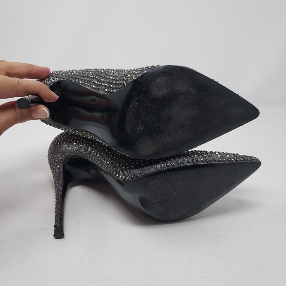 Steve Madden "Daisie" Silver Studded Stiletto Pump Pointy Toe Heels Size 6 - Picture 7 of 8